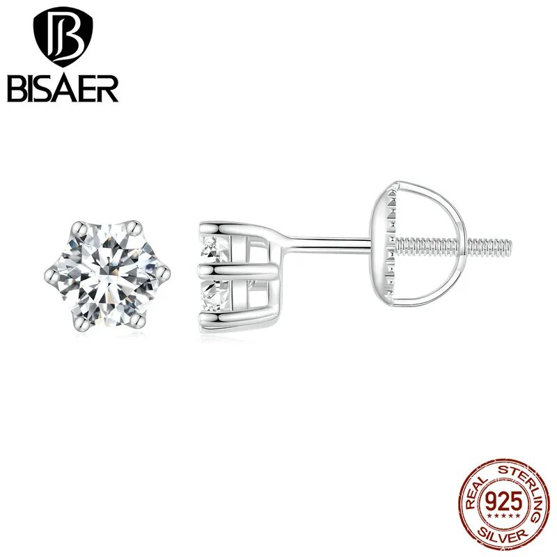 Lab Diamond Brilliance: 0.9CT Moissanite Stud Earrings in Platinum Plating for Women