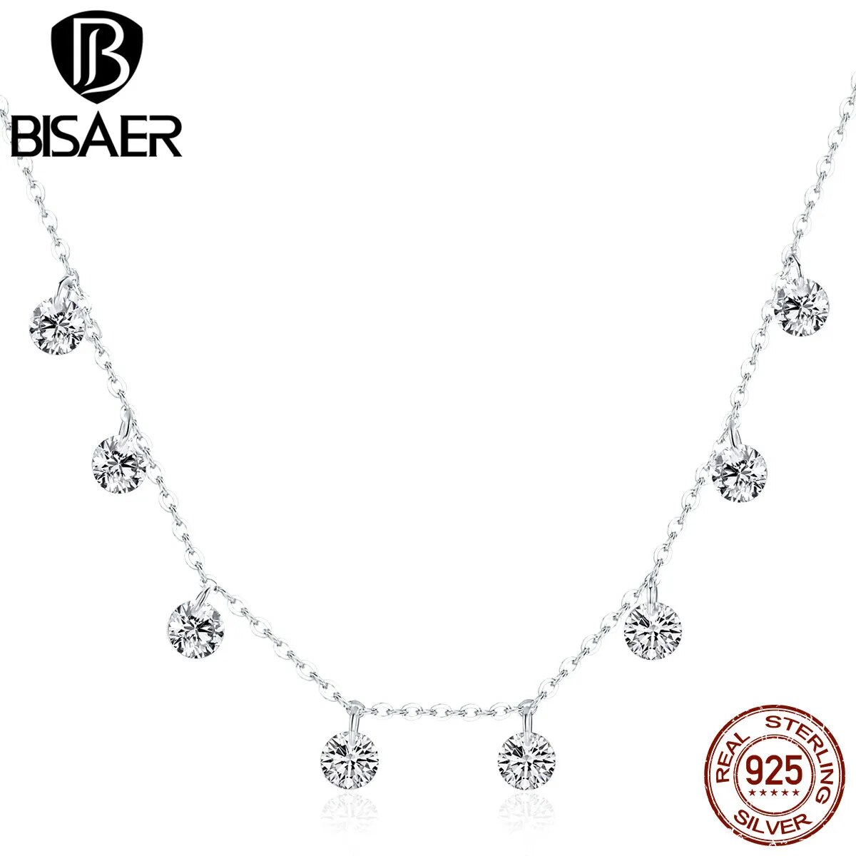 Sterling Silver Sparkling Zircon Necklace: Light Luxury for Wedding Glam