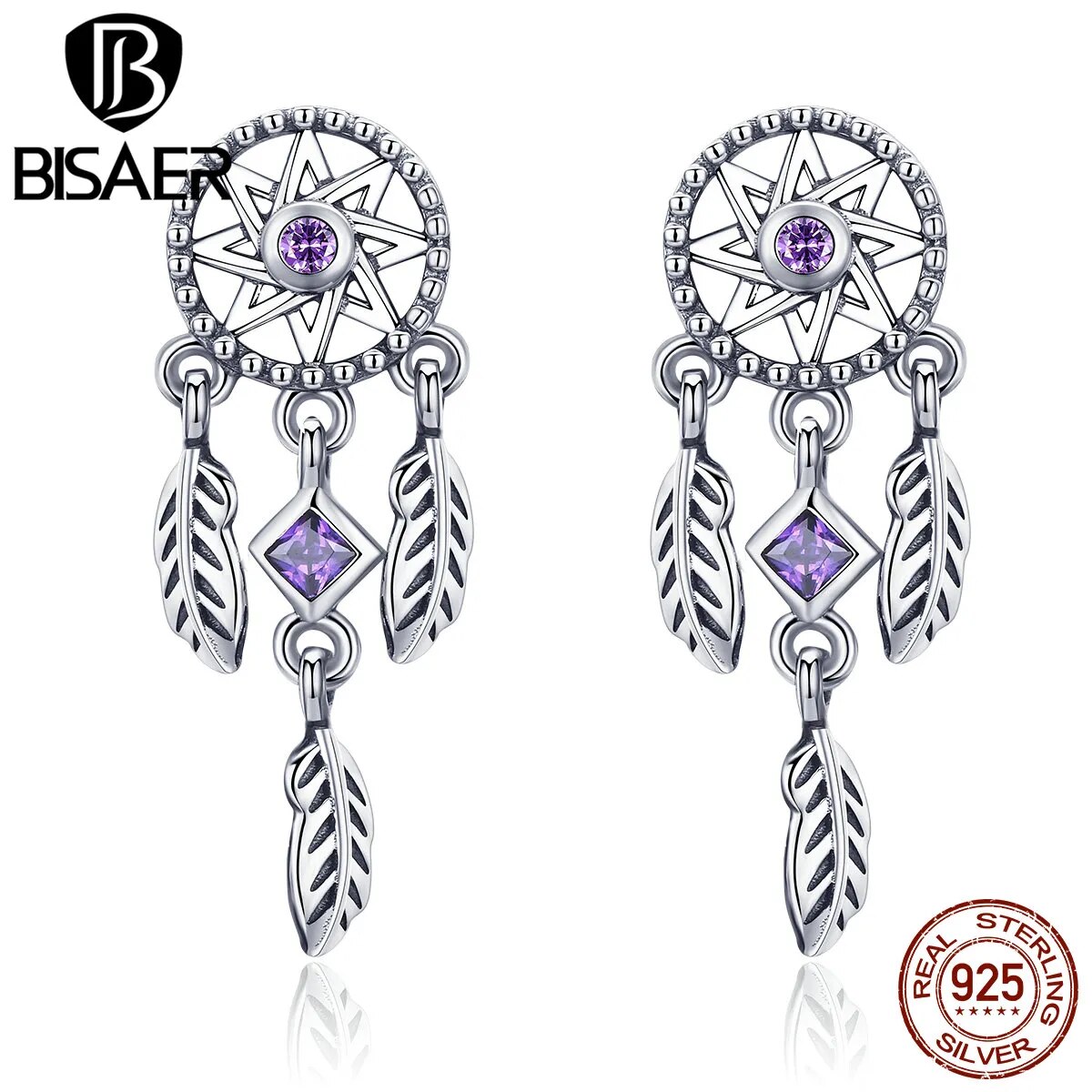 Sterling Silver Dream Catcher Stud Earrings: Vintage Feathers for Women’s Fashion