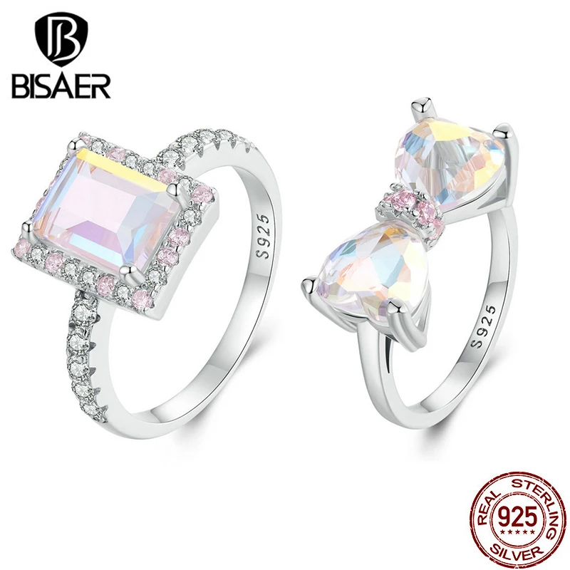 Butterfly Bow Statement Ring: Sterling Silver, Zircon Band, Platinum-Plated, Women’s Party.