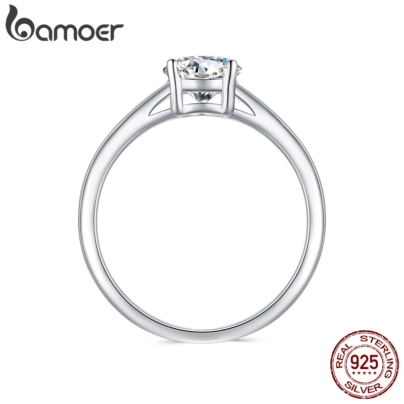 Platinum Plated Moissanite Engagement Ring: Solitaire Eternity Band