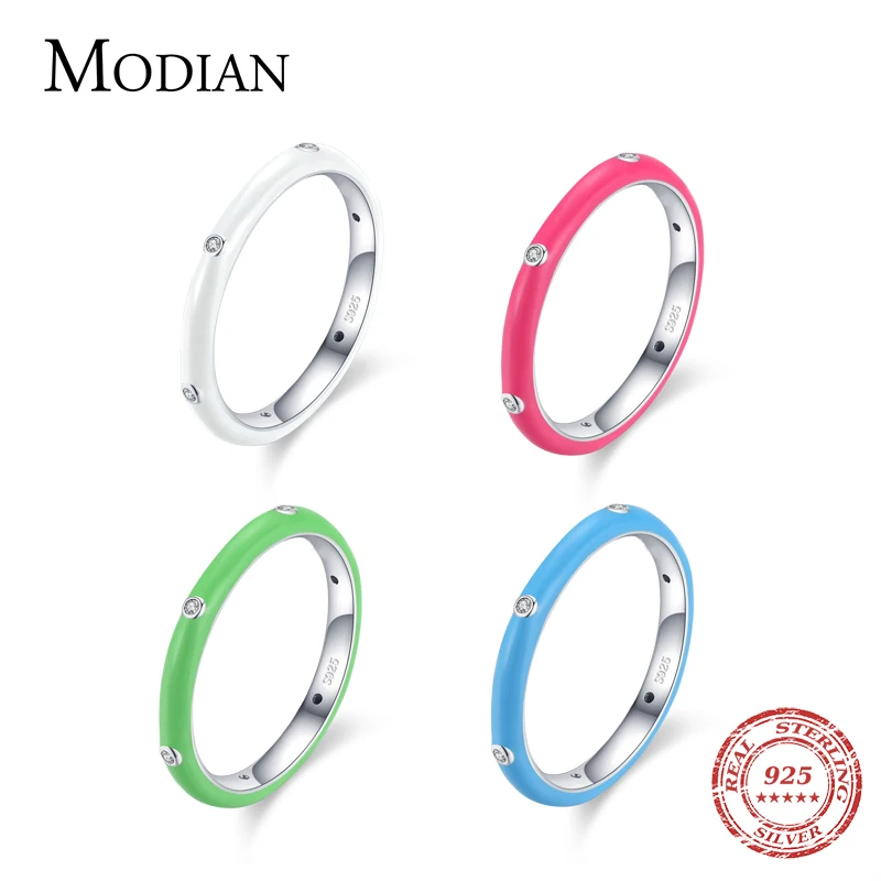 Modian 925 Sterling Silver Enamel Couples Rings for Women